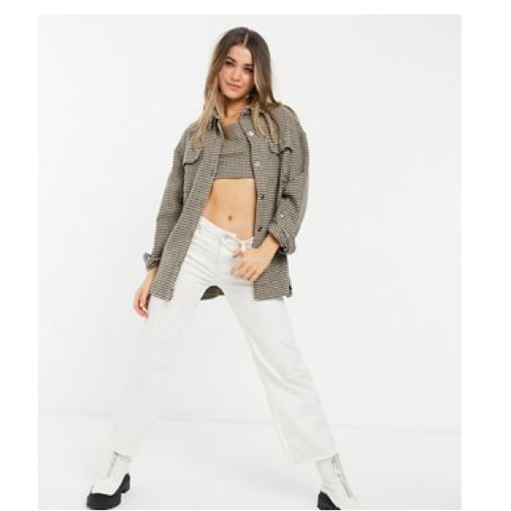 ASOS In the Style x Saffron Barker Tweed Houndstooth Shacket